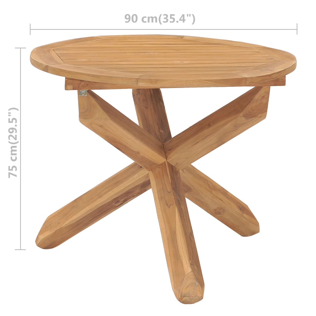 vidaXL Mesa de jantar para jardim Ø90x75 cm madeira de teca maciça