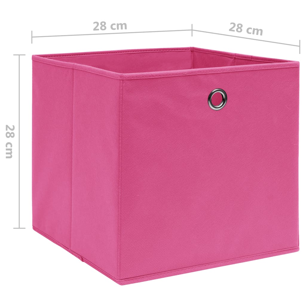 vidaXL Caixas arrumação 4 pcs 28x28x28 cm tecido-não-tecido rosa