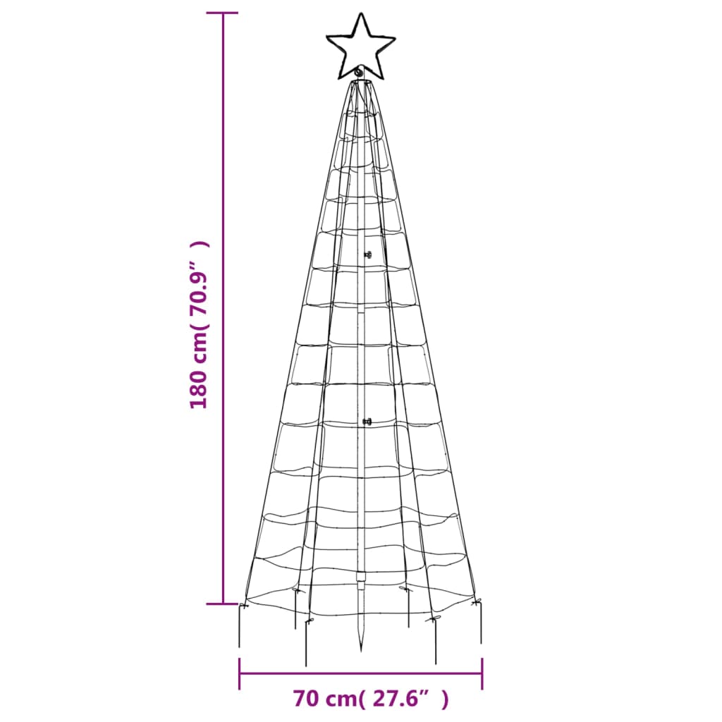 vidaXL Iluminação árvore de Natal c/ estacas 220 LED 180cm branco frio