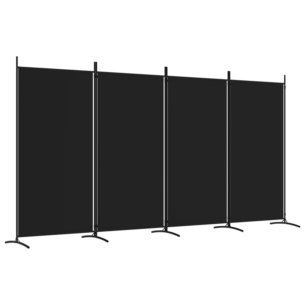 vidaXL Divisória de quarto com 4 painéis 346x180 cm tecido preto