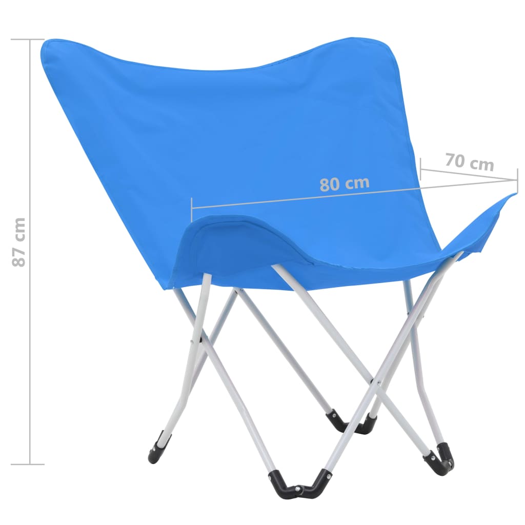 vidaXL Cadeiras de campismo borboleta dobráveis 2 pcs azul