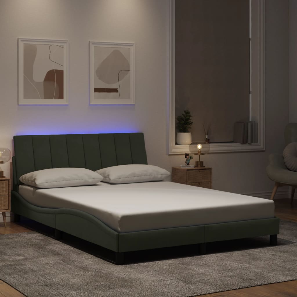 vidaXL Estrutura de cama c/ luzes LED 120x200 cm veludo cinzento-claro