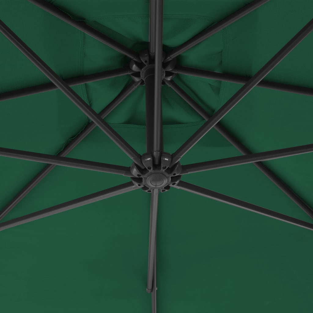 vidaXL Guarda-sol cantilever com poste de aço 300 cm verde
