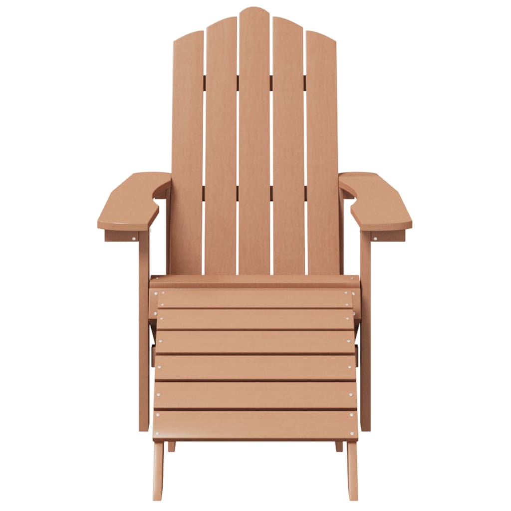 vidaXL Cadeiras jardim Adirondack c/ apoio de pés/mesa PEAD castanho