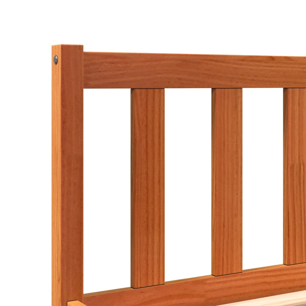 vidaXL Estrutura de cama 75x190 cm madeira pinho maciça castanho cera