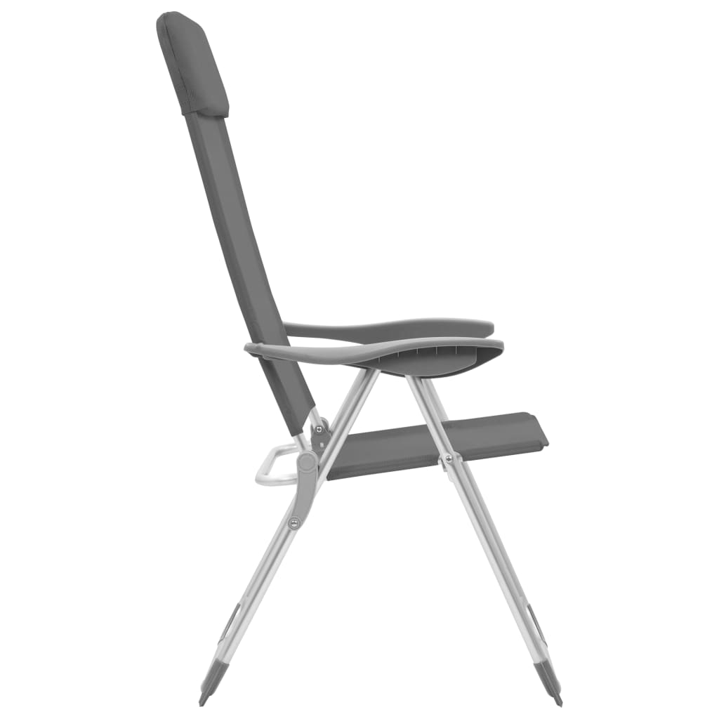 vidaXL Cadeiras de campismo dobráveis 4 pcs alumínio cinzento