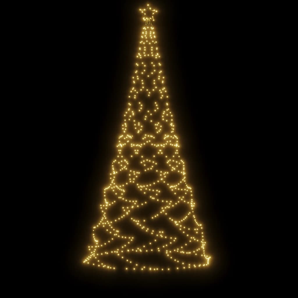 vidaXL Árvore de Natal c/ poste metal 500 luzes LED 3 m branco quente