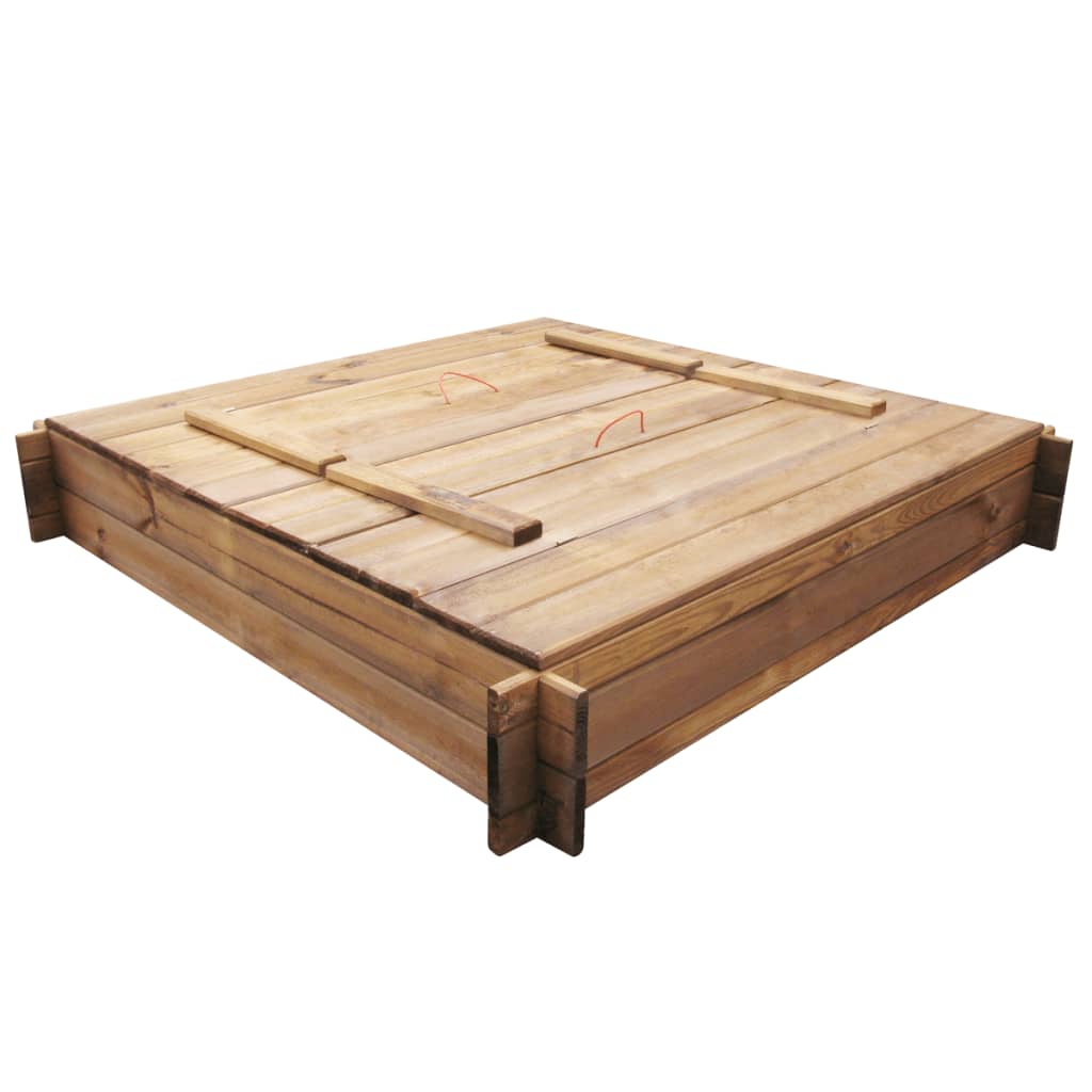 vidaXL Caixa de areia em madeira impregnada quadrada
