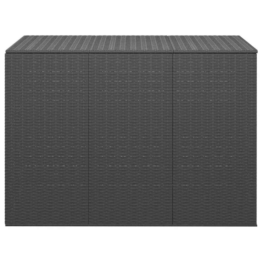 vidaXL Caixa para almofadões de jardim 145x100x103 cm vime PE preto