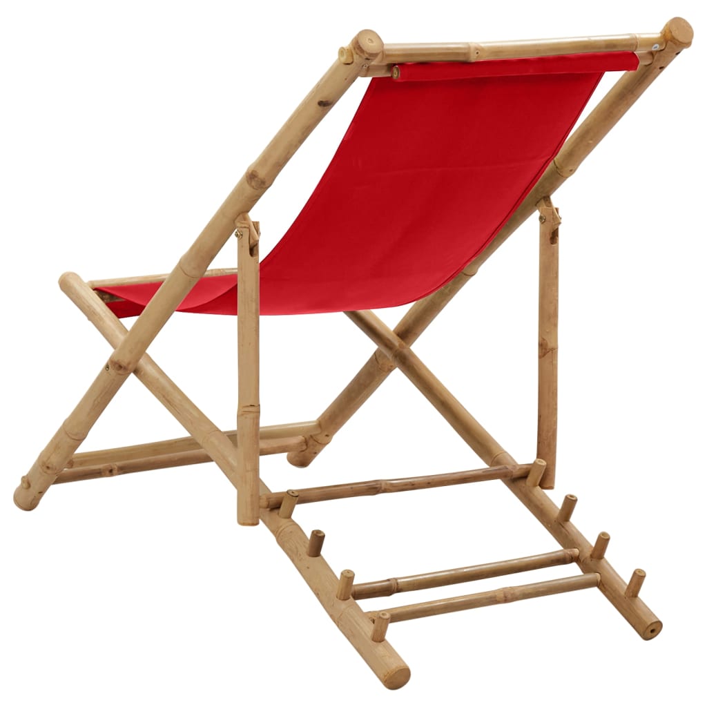 vidaXL Cadeira de terraço bambu e lona vermelho
