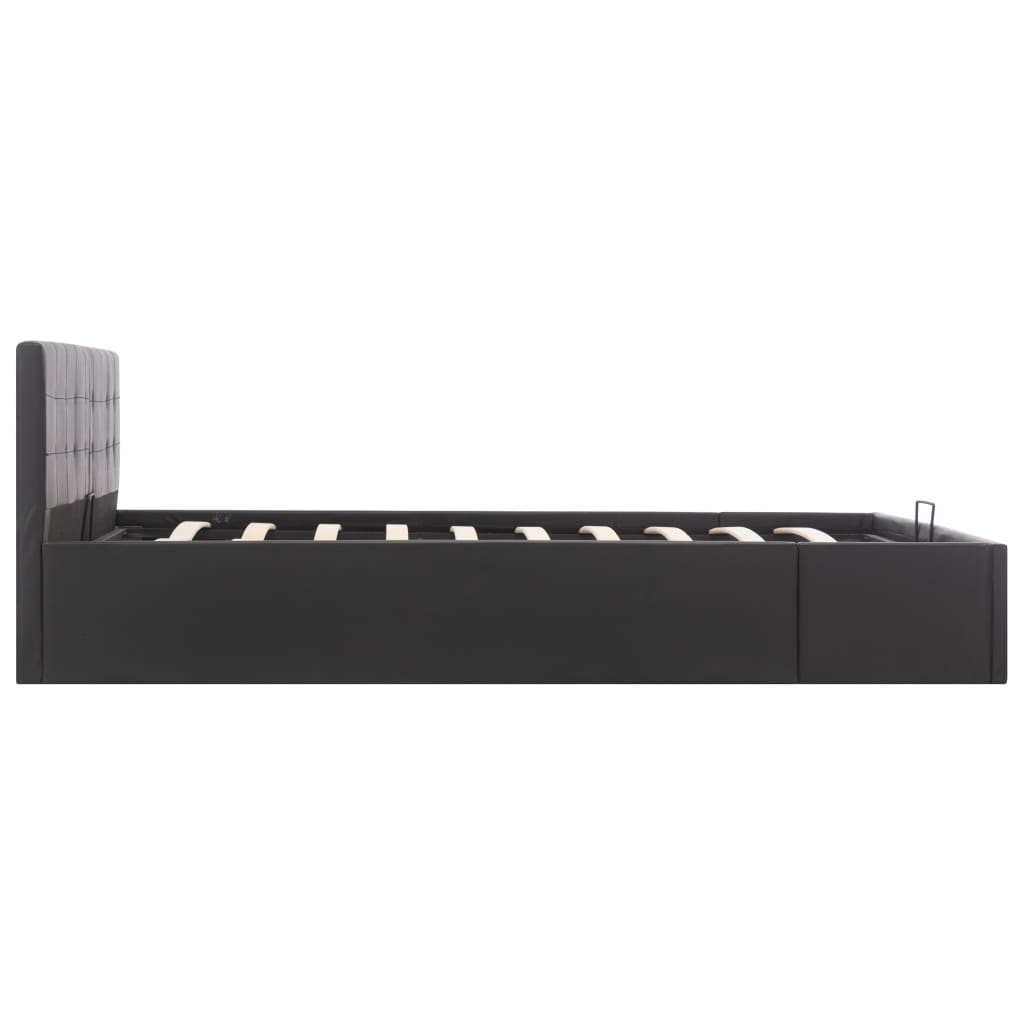 vidaXL Cama hidráulica c/ arrumação 160x200cm couro artificial preto
