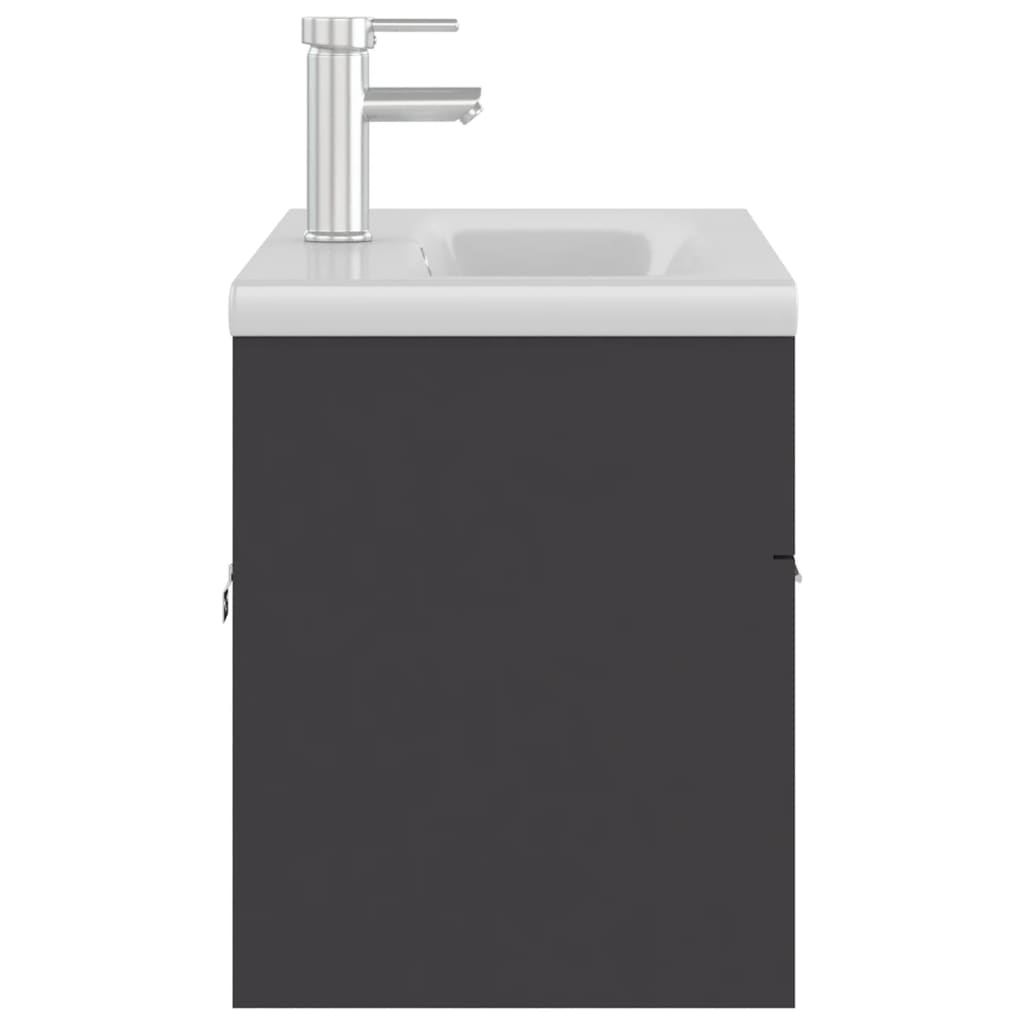 vidaXL Armário de lavatório c/ lavatório embutido contraplacado cinza