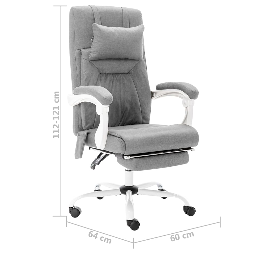 vidaXL Cadeira de escritório c/ função de massagem tecido cinzento