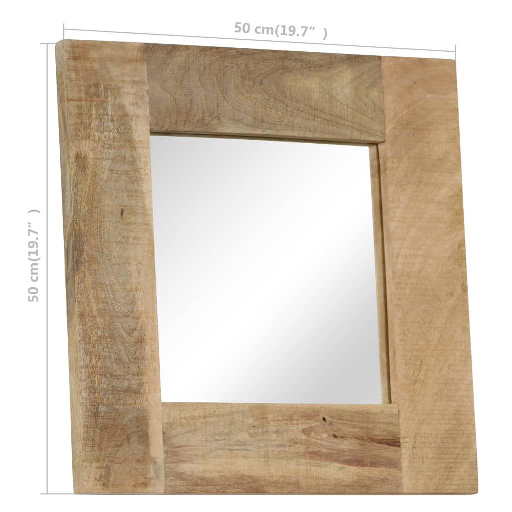 vidaXL Espelho em madeira de mangueira maciça 50x50 cm