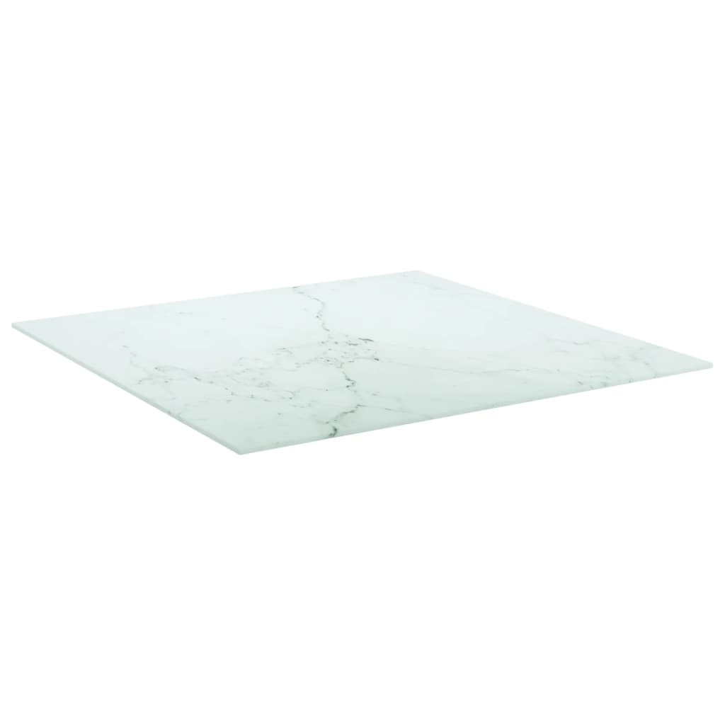 vidaXL Tampo mesa 70x70 cm 6 mm vidro temperado design mármore branco