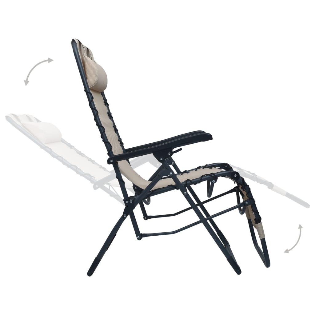 vidaXL Cadeira de pátio dobrável textilene creme