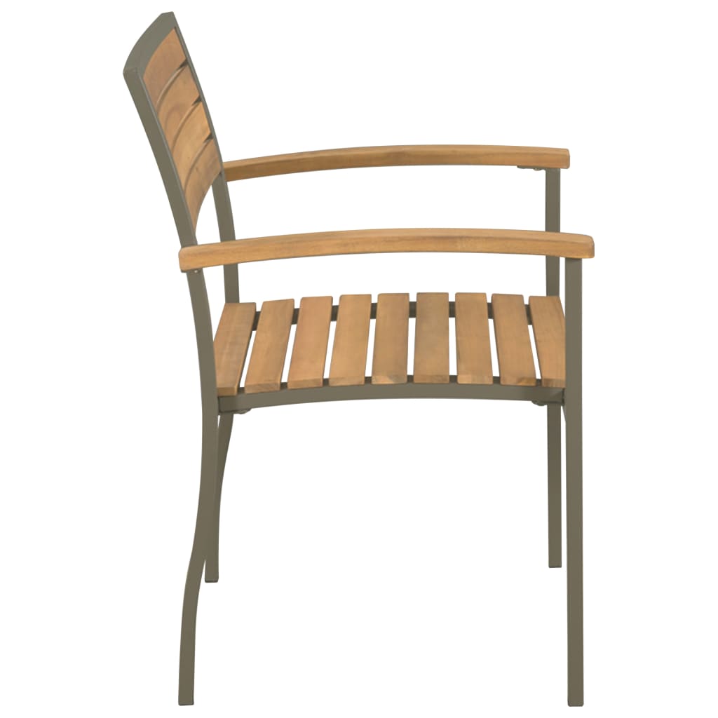 vidaXL Cadeiras de jardim empilháveis 2 pcs madeira acácia maciça/aço