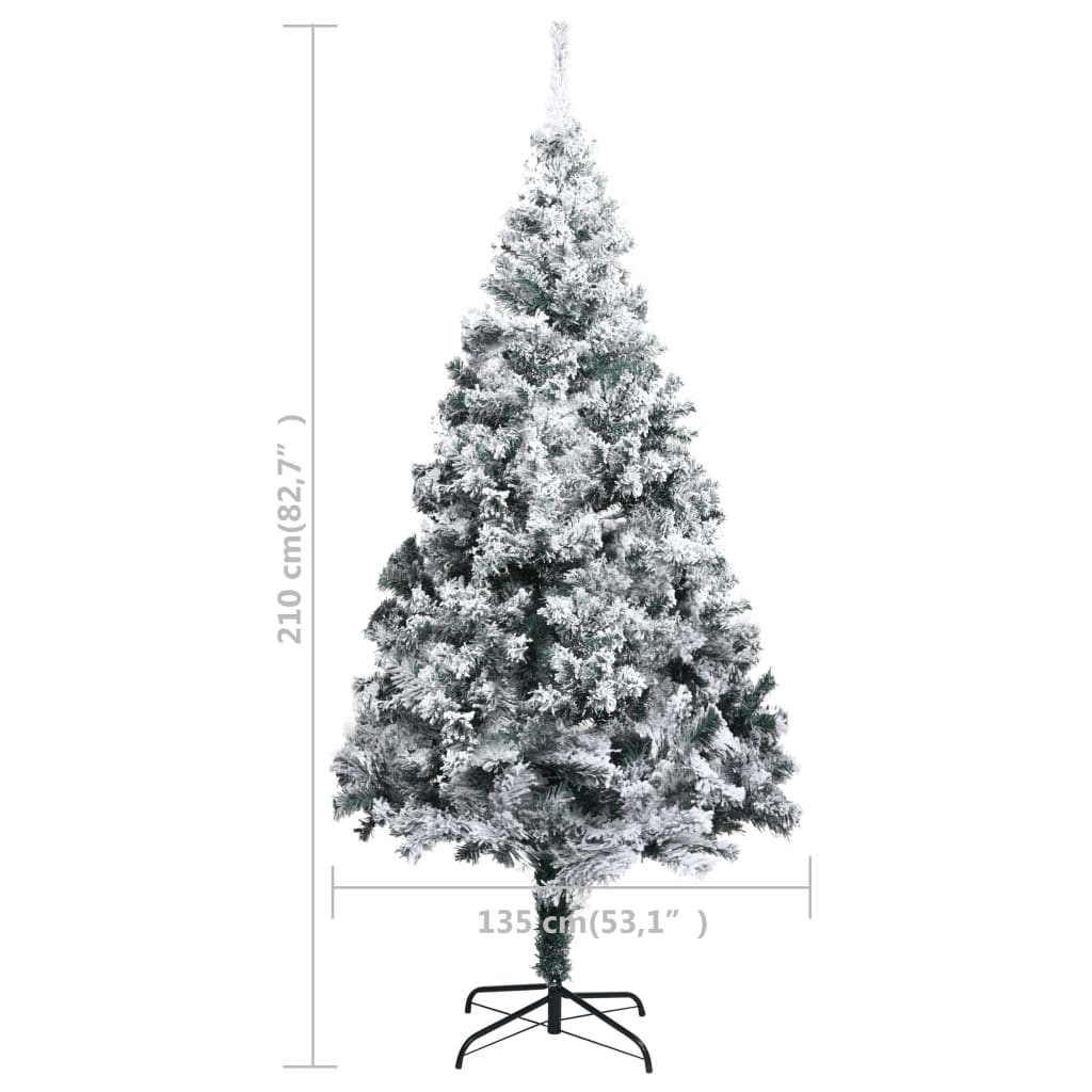 vidaXL Árvore de Natal artificial c/ flocos de neve 210 cm PVC verde