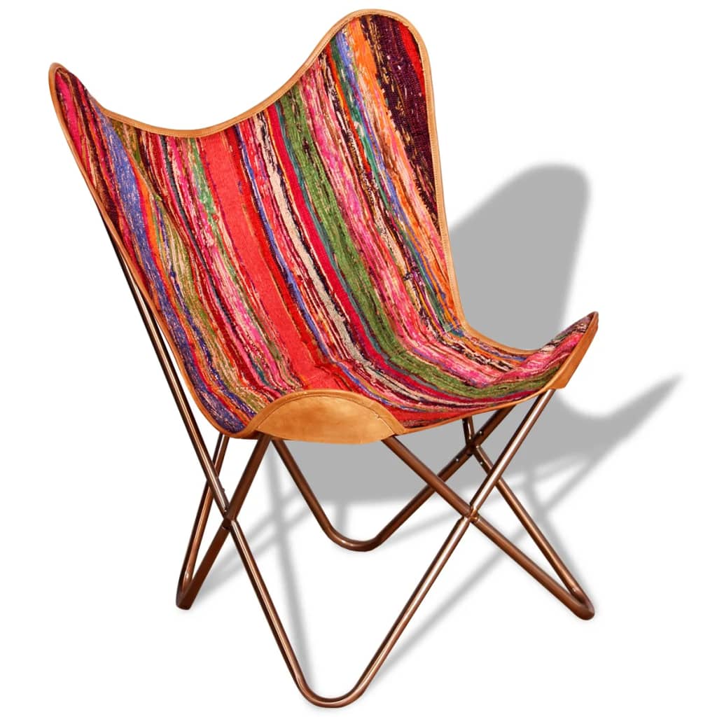 vidaXL Cadeiras borboleta 2 pcs tecido chenille multicolorido