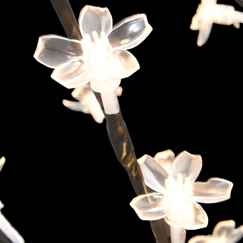 vidaXL Árvore de Natal 128 LED flor cerejeira luz branco quente 120 cm