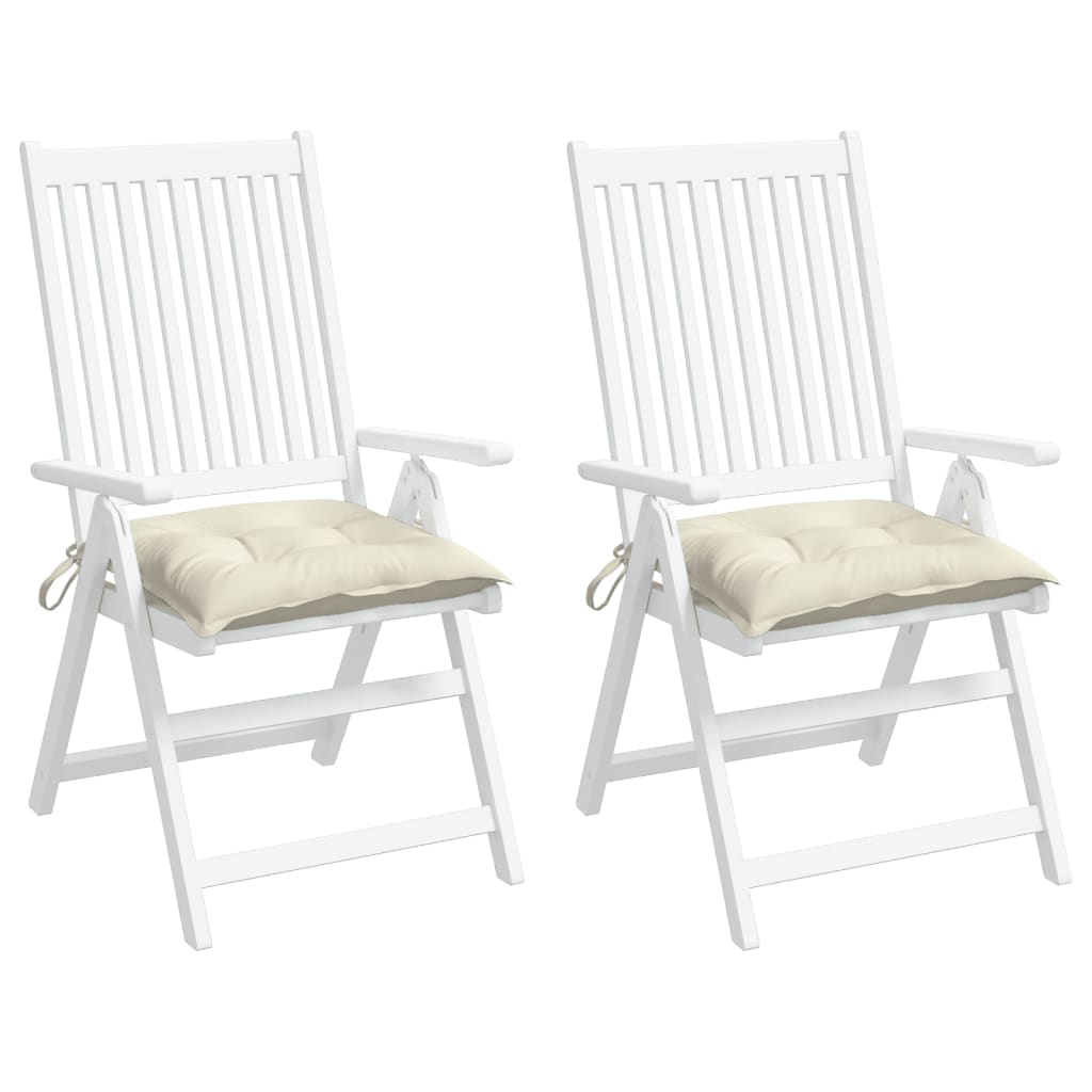 vidaXL Almofadões de cadeira 2 pcs 50x50x7cm tecido oxford branco nata