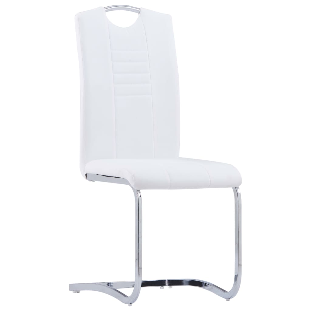 vidaXL Cadeiras de jantar cantilever 2 pcs couro artificial branco