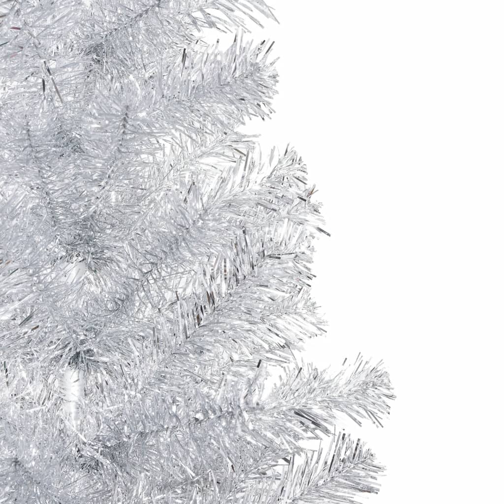 vidaXL Árvore de Natal artificial pré-iluminada + suporte PET prateado