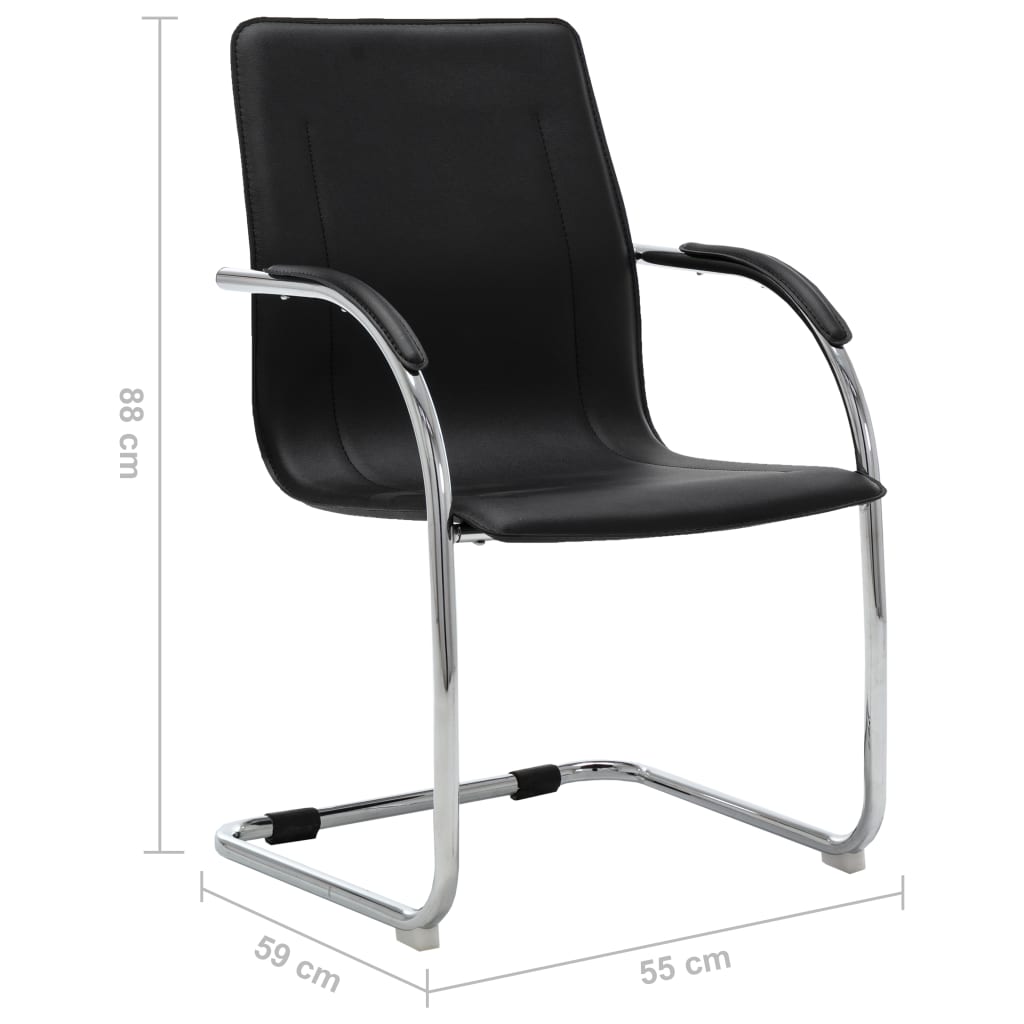 vidaXL Cadeira de escritório cantilever em couro artificial preto