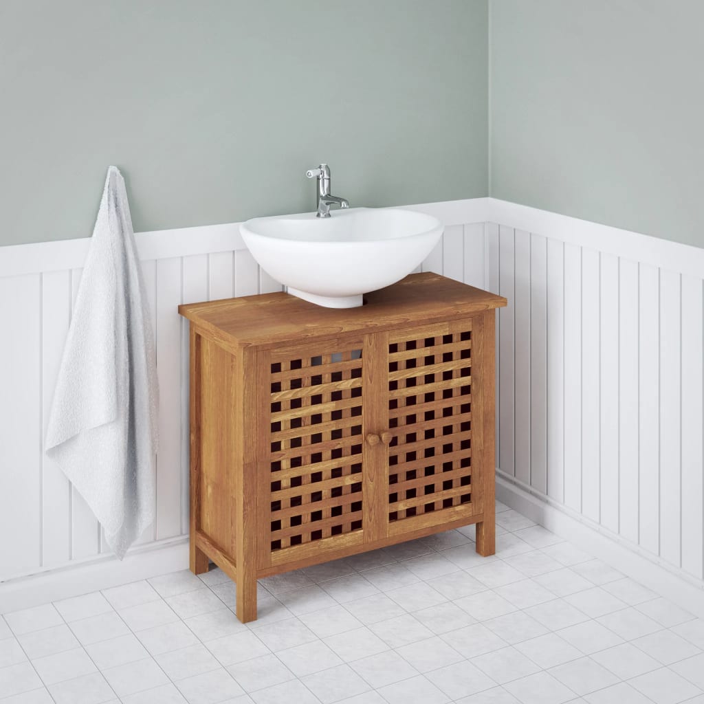 vidaXL Armário para lavatório em madeira de nogueira maciça 66x29x61 cm