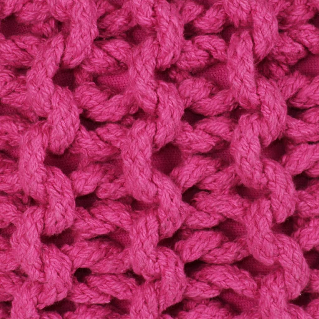 vidaXL Pufe tricotado à mão algodão 50x35 cm rosa