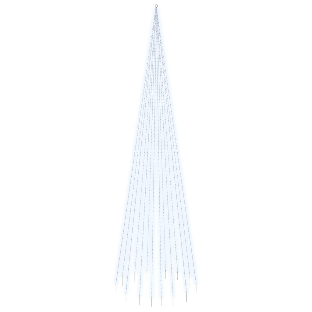 vidaXL Árvore de Natal mastro de bandeira 1134 LEDs 800 cm branco frio