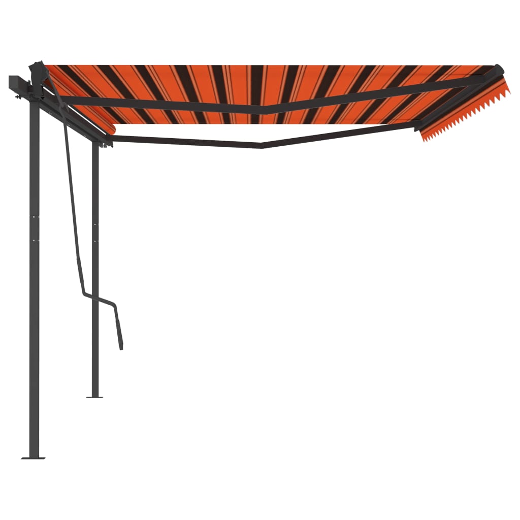 vidaXL Toldo retrátil manual com postes 5x3,5 m laranja e castanho
