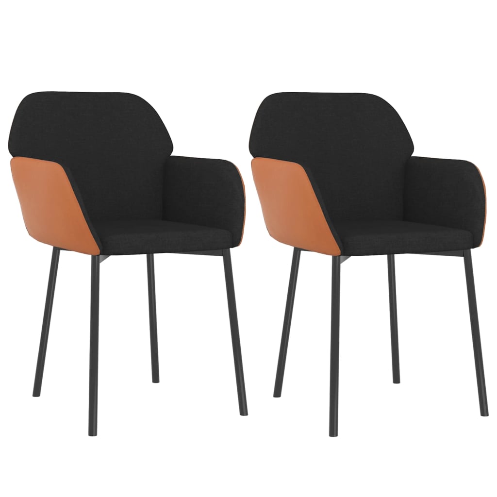 vidaXL Cadeiras de jantar 2 pcs tecido/couro artificial preto