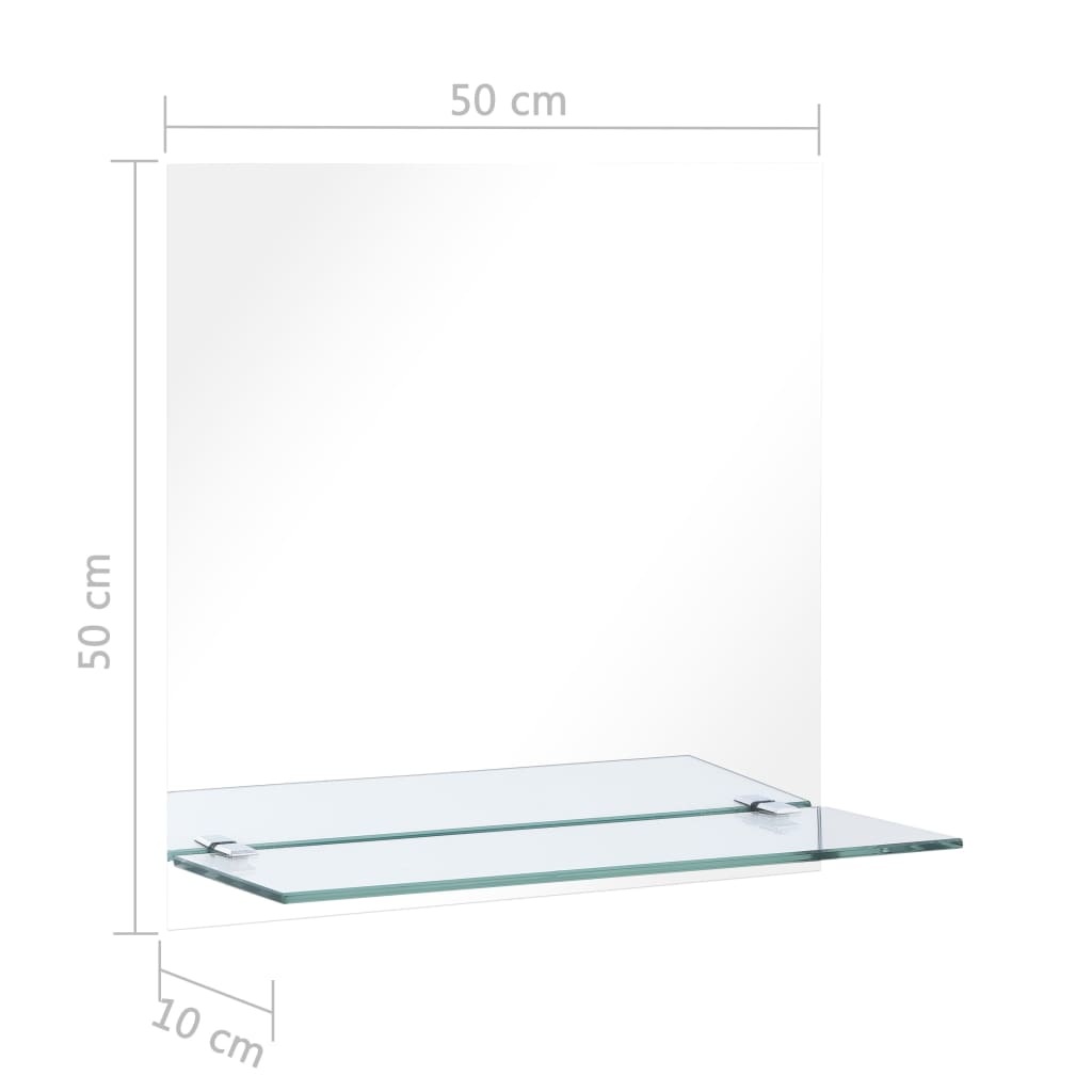vidaXL Espelho de parede c/ prateleira vidro temperado 50x50 cm
