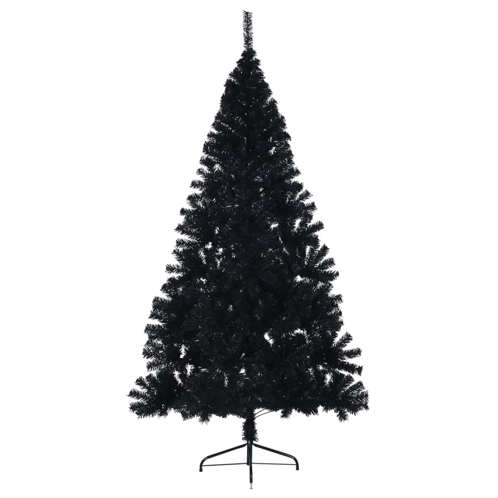 vidaXL Meia árvore de Natal artificial com suporte 180 cm PVC preto