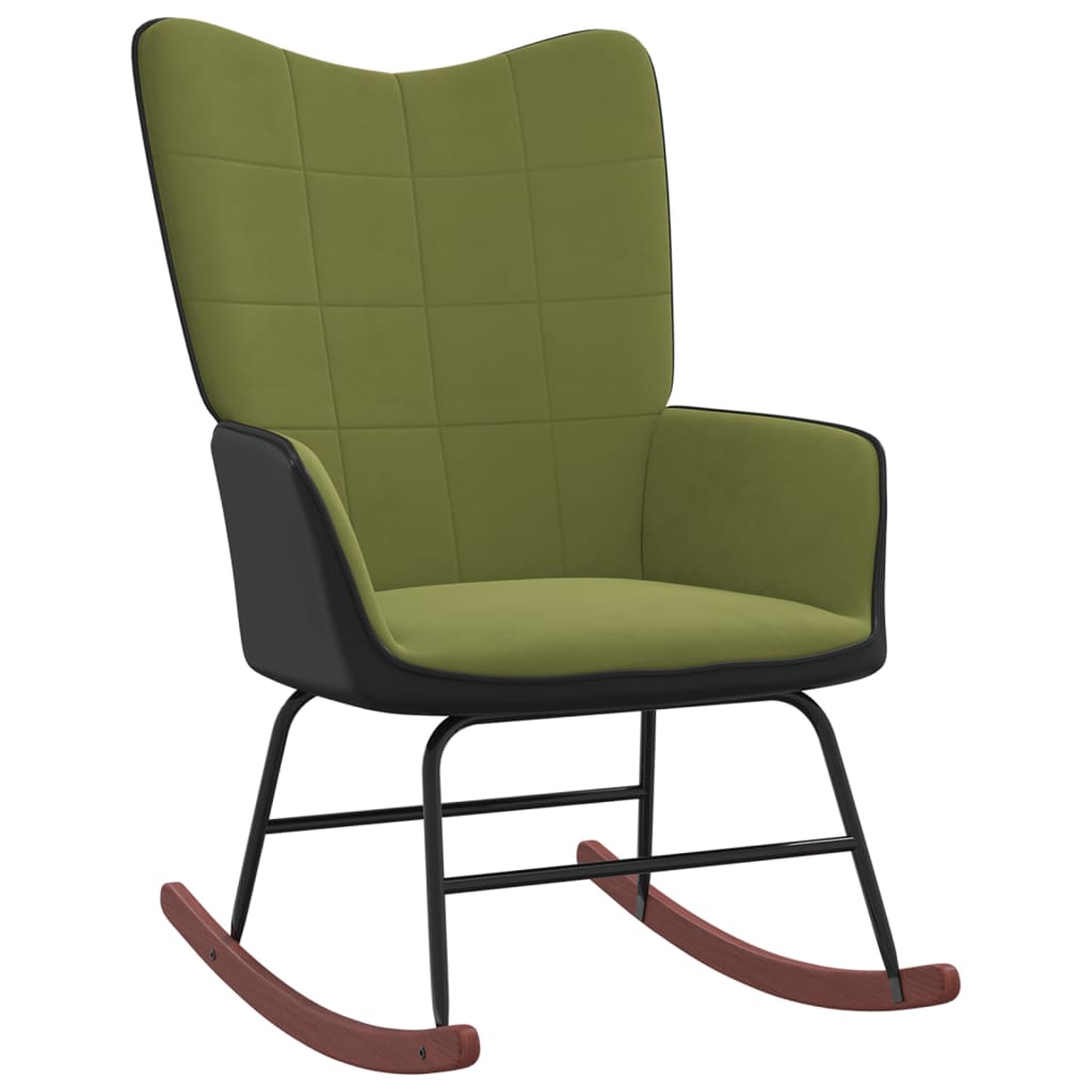 vidaXL Cadeira de baloiço PVC e veludo verde-claro
