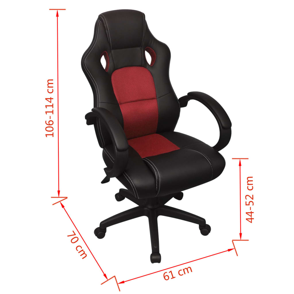 vidaXL Cadeira escritório corrida executiva couro artificial vermelho