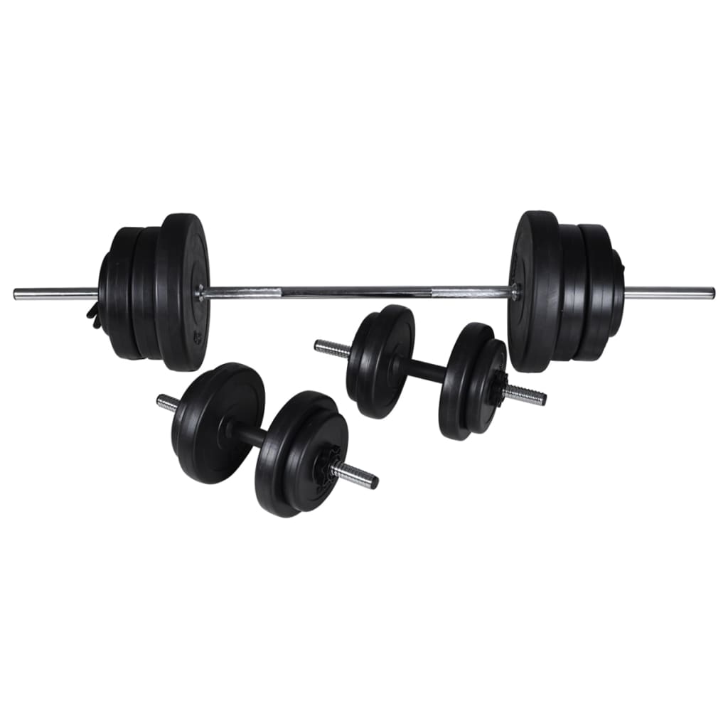 vidaXL Banco musculação c/ conjunto de barras e halteres 60,5 kg