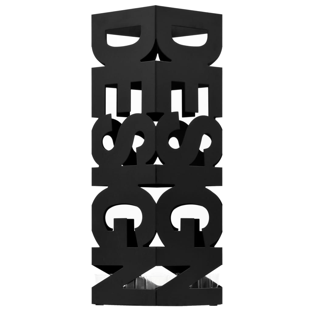 vidaXL Suporte para guarda-chuvas design em aço preto