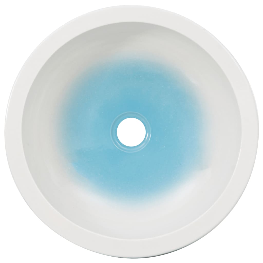 vidaXL Pia de bancada redonda Φ41x14 cm cerâmica azul e branco