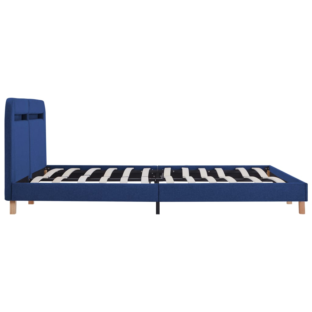 vidaXL Estrutura de cama com LED em tecido 160x200 cm azul
