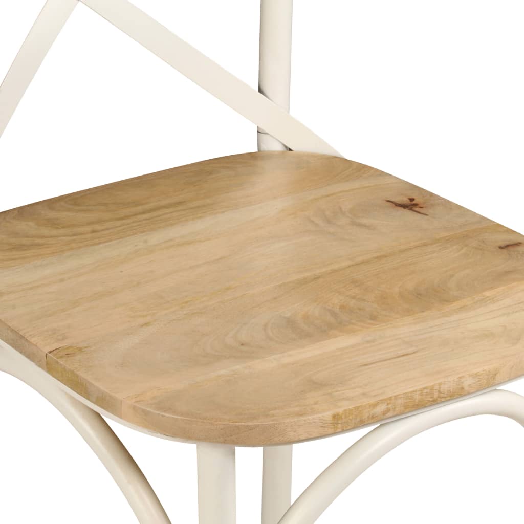 vidaXL Cadeiras costas em cruz 4 pcs madeira mangueira maciça branco