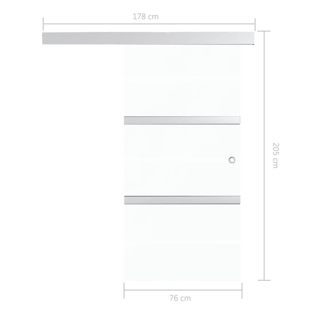 vidaXL Porta deslizante em vidro ESG e alumínio 76x205 cm prateado