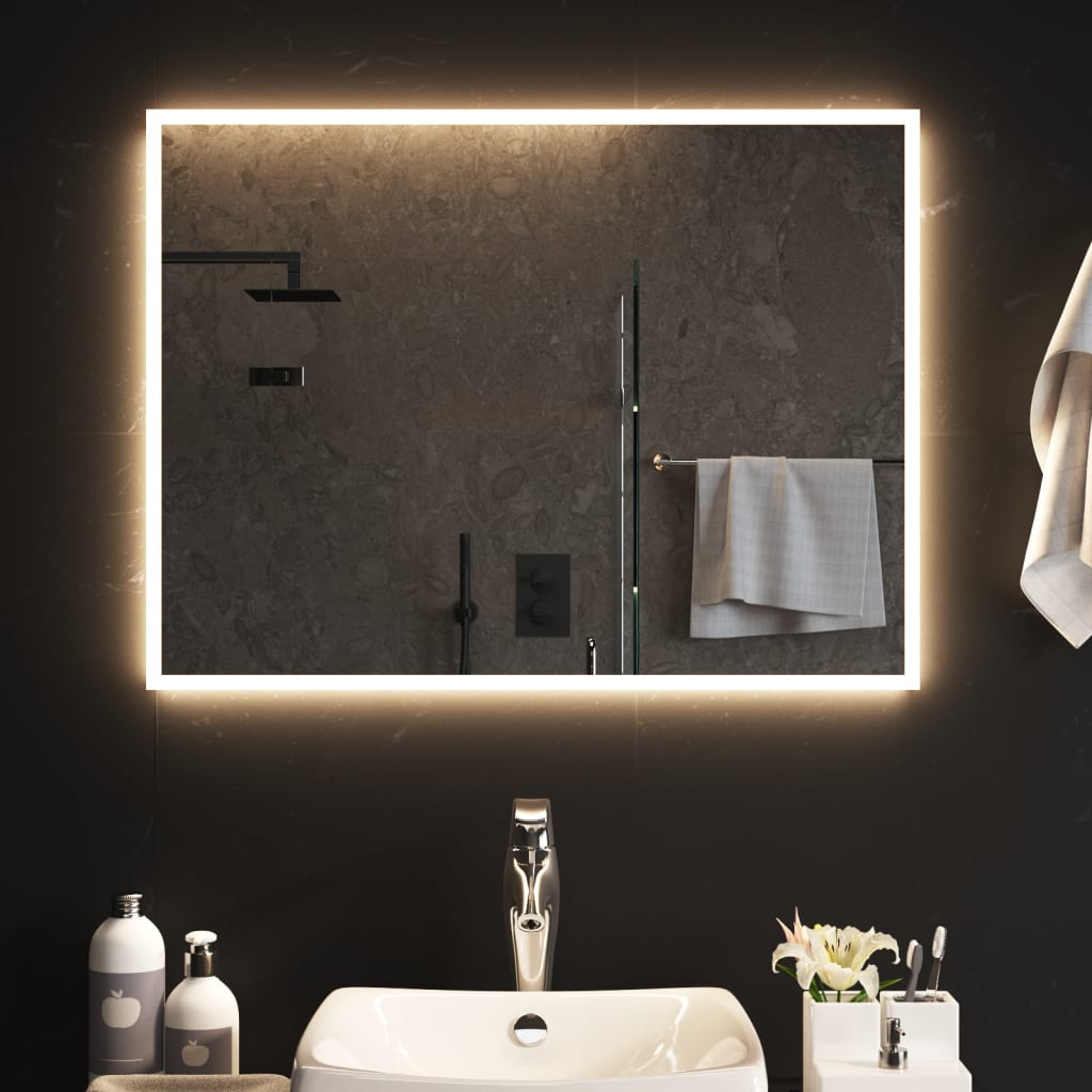 vidaXL Espelho de casa de banho com luzes LED 80x60 cm
