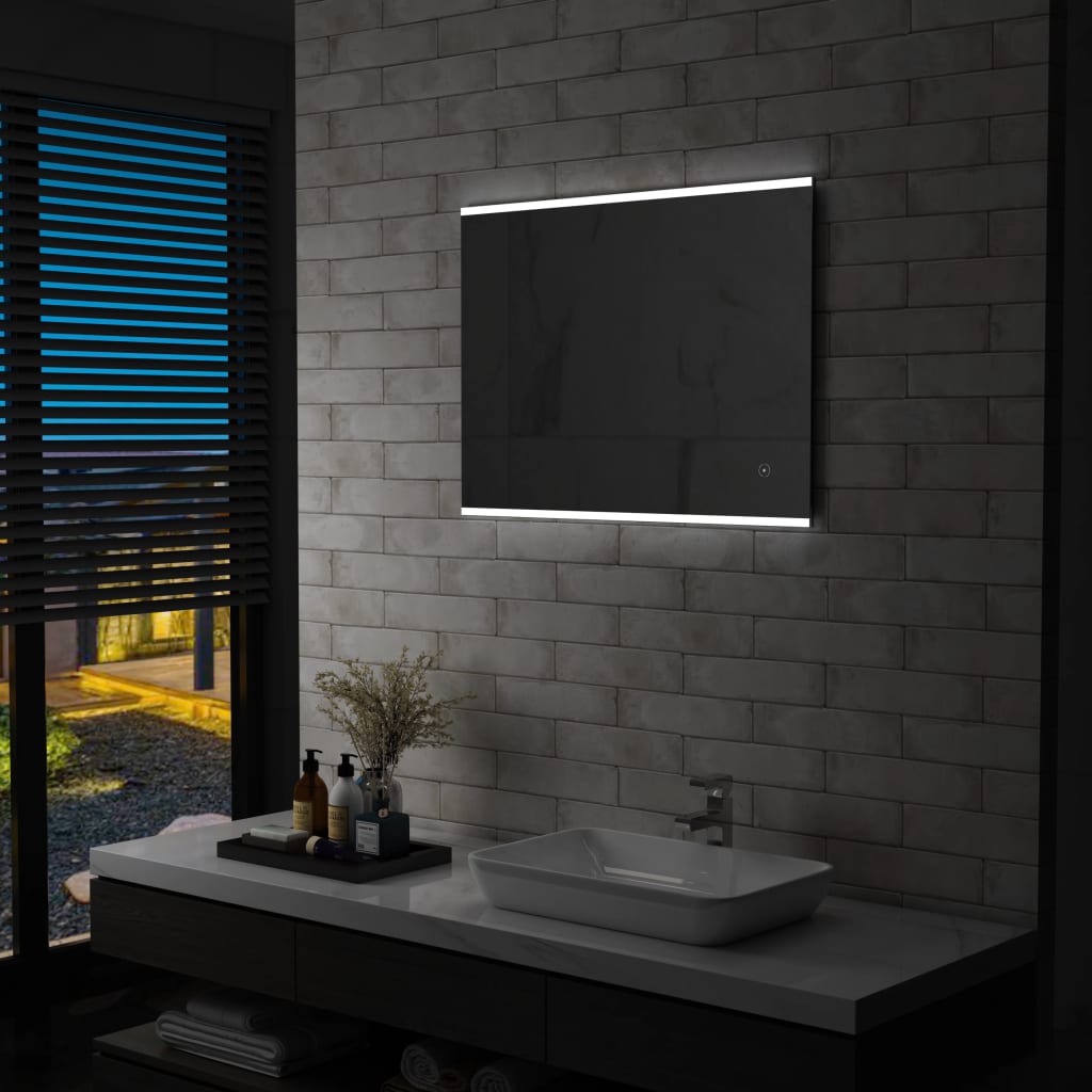 vidaXL Espelho de parede LED c/ sensor tátil casa de banho 80x60 cm