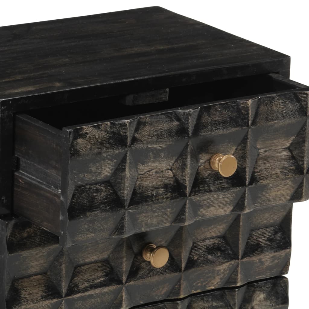 vidaXL Mesa de cabeceira 40x29x50 cm madeira de mangueira maciça preto