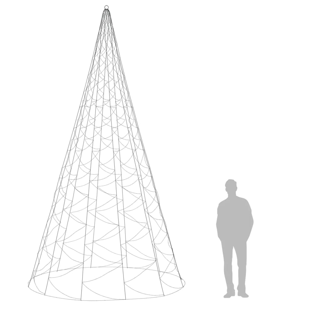 vidaXL Árvore de Natal mastro de bandeira 1400LEDs 500cm branco quente