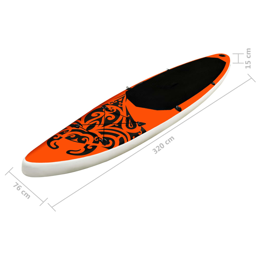 vidaXL Conjunto prancha de paddle SUP insuflável 320x76x15 cm laranja