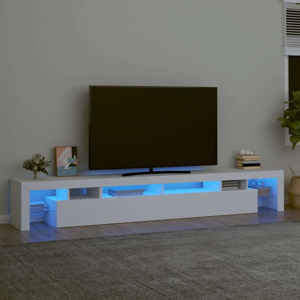 vidaXL Móvel de TV com luzes LED 260x36,5x40 cm branco