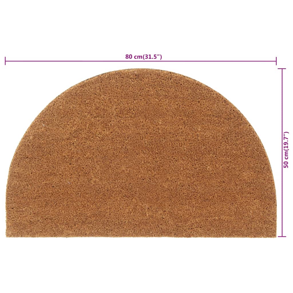 vidaXL Tapete de porta semicircular 50x80 cm fibra coco tufada natural